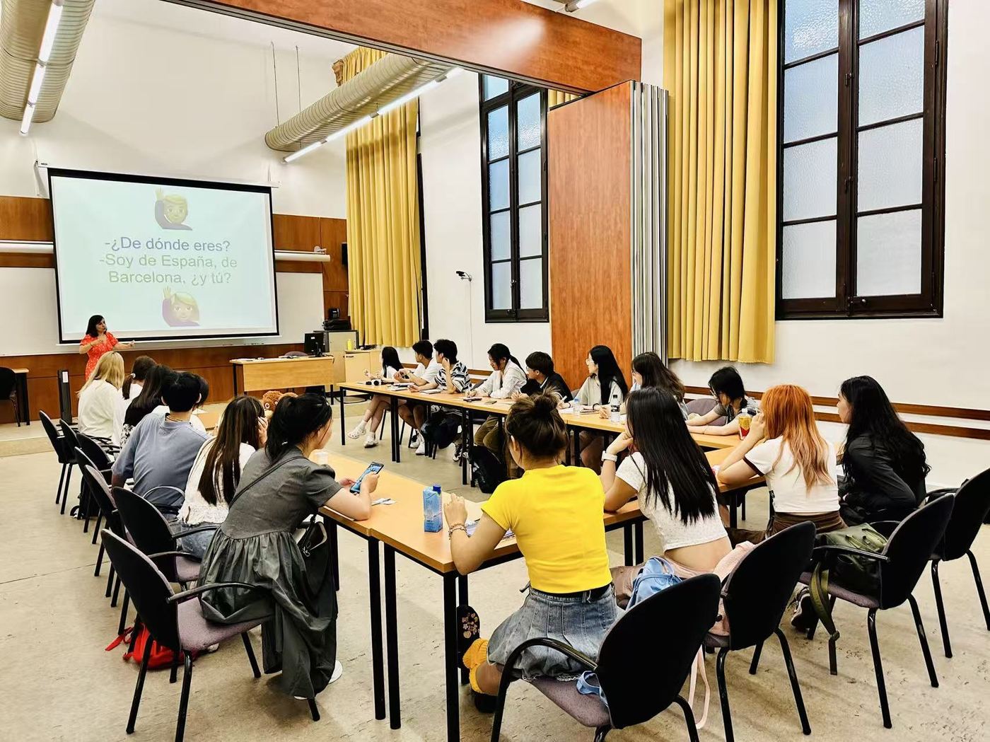 Chinese students in a Spanish-language class at a host institution in Spain